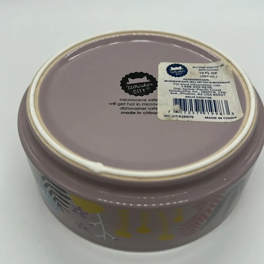 Whisker City Ceramic Non Skid 13 oz Purple Pet Food Dish
